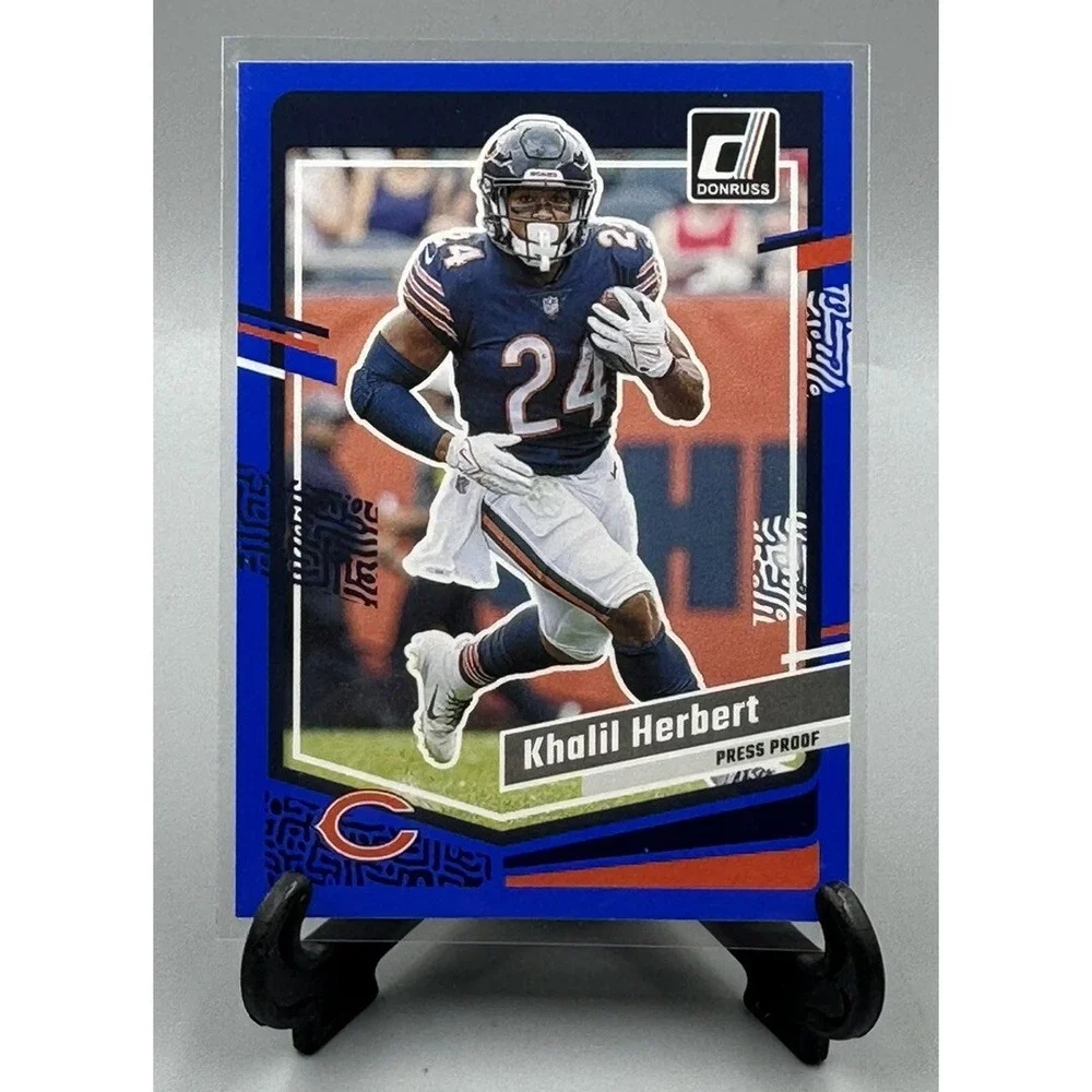 2023 Donruss Khalil Herbert #51 FOOTBALL Chicago Bears Press‎ Proof Blue
